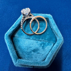 12x10 mm Iced Crushed Lab Diamond Engagement Ring,18KT white gold Bridal ring Set