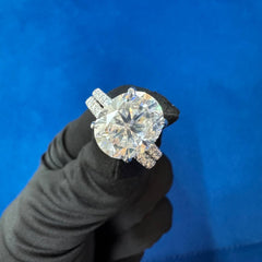 12x10 mm Iced Crushed Lab Diamond Engagement Ring,18KT white gold Bridal ring Set