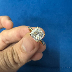 8mm D Colour VVS 2 Cushion Cut Lab Grown Diamond Ring , Solitaire Engagement Ring