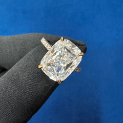 6Ct Iced Crushed Cushion Cut Lab Grown Diamond Engagement Ring