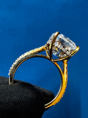 6Ct Iced Crushed Cushion Cut Lab Grown Diamond Engagement Ring