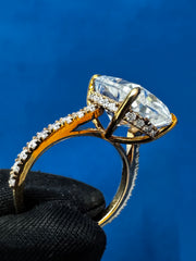 6Ct Iced Crushed Cushion Cut Lab Grown Diamond Engagement Ring