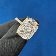 6Ct Iced Crushed Cushion Cut Lab Grown Diamond Engagement Ring