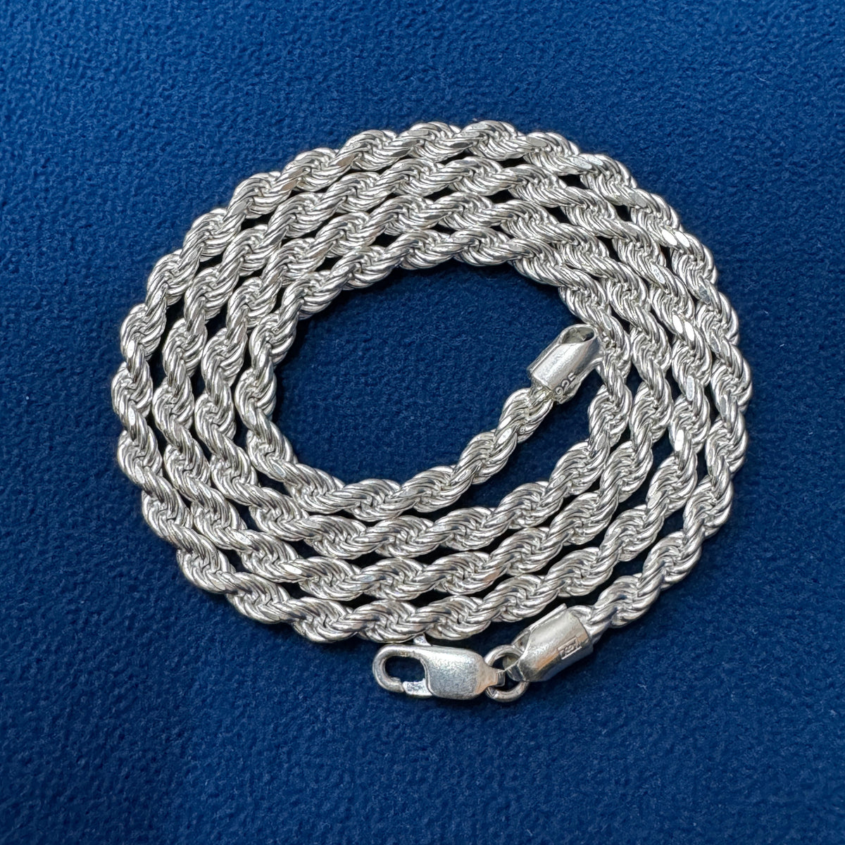 4mm 925 Sterling Silver Vermeil Rope Chain Necklace