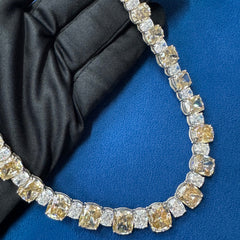 VVS1 Lab Diamond Canary Yellow and Colorless Celebrity Tennis Necklace