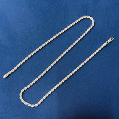 4mm 925 Sterling Silver Vermeil Rope Chain Necklace