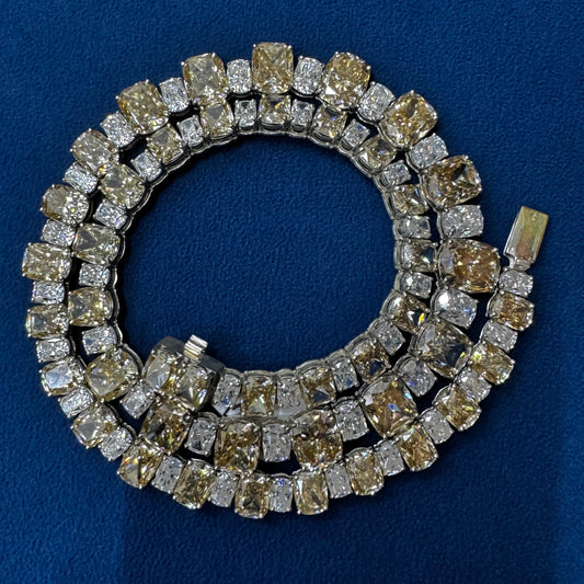 VVS1 Lab Diamond Canary Yellow and Colorless Celebrity Tennis Necklace