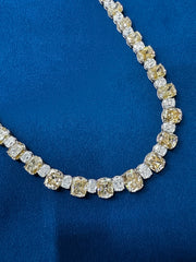 VVS1 Lab Diamond Canary Yellow and Colorless Celebrity Tennis Necklace