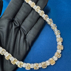 VVS1 Lab Diamond Canary Yellow and Colorless Celebrity Tennis Necklace