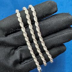 4mm 925 Sterling Silver Vermeil Rope Chain Necklace