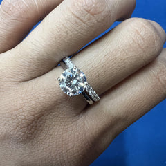 2Ct VVS Lab Diamond Engagement Ring, 14K Gold Bridal Ring set