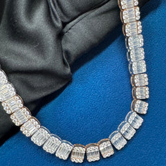 8.5mm 925 Sterling Silver 18KT Gold Plated Necklace , Hip Hop Style Moissanite Tennis Necklace