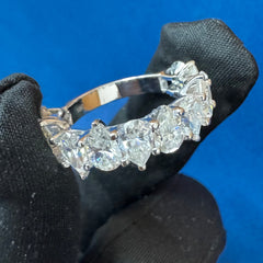 6CT Pear Cut VVS lab Diamond Half Eternity wedding Band