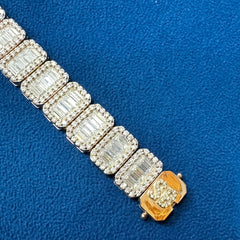 Luxurious Baguette & Round Cut Diamonds 14K Rose Gold Unisex Bracelet