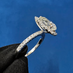 Certified Pear Cut VVS Color Halo Lab Grown Diamond Engagement Ring