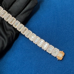 Luxurious Baguette & Round Cut Diamonds 14K Rose Gold Unisex Bracelet
