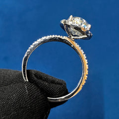 Certified Pear Cut VVS Color Halo Lab Grown Diamond Engagement Ring
