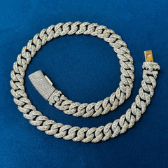 16mm Ice Out Lab Grown Diamond 10K Rose Gold Custom Miami Cuban Necklace
