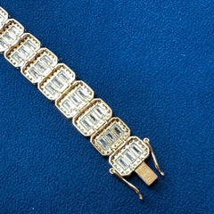 Luxurious Baguette & Round Cut Diamonds 14K Rose Gold Unisex Bracelet