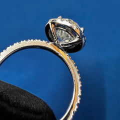 Certified Pear Cut VVS Color Halo Lab Grown Diamond Engagement Ring