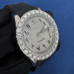 41MM VVS Lab Grown Diamond Black Silicon Band Watch