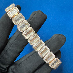 Luxurious Baguette & Round Cut Diamonds 14K Rose Gold Unisex Bracelet