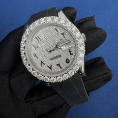 41MM VVS Lab Grown Diamond Black Silicon Band Watch