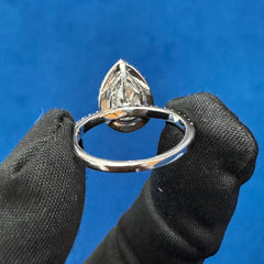 Certified Pear Cut VVS Color Halo Lab Grown Diamond Engagement Ring