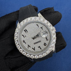 41MM VVS Lab Grown Diamond Black Silicon Band Watch