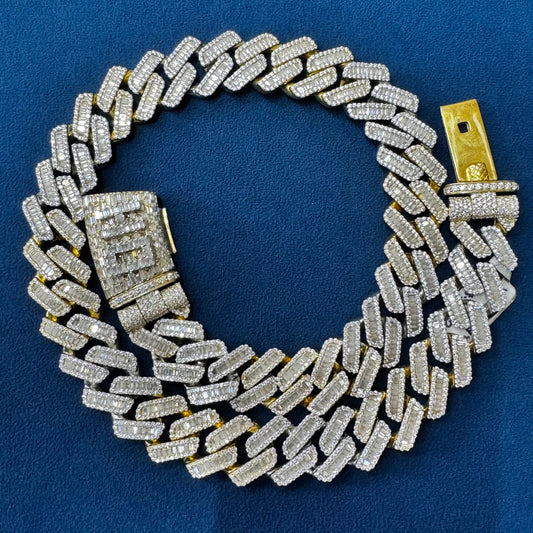 20mm Ice Out Lab Grown Diamond Baguette And Round Cuban Necklace