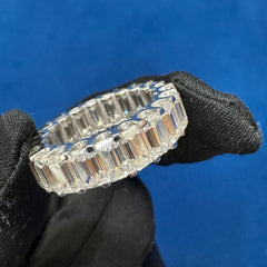 5 x3  Emerald Cut VVS lab Diamond Full Eternity wedding Band