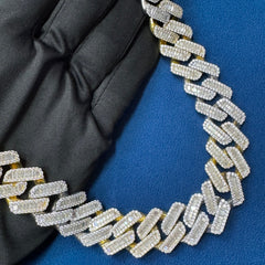 20mm Ice Out Lab Grown Diamond Baguette And Round Cuban Necklace