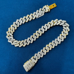 20mm Ice Out Lab Grown Diamond Baguette And Round Cuban Necklace