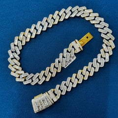 20mm Ice Out Lab Grown Diamond Baguette And Round Cuban Necklace