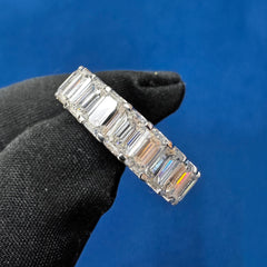 5 x3  Emerald Cut VVS lab Diamond Full Eternity wedding Band