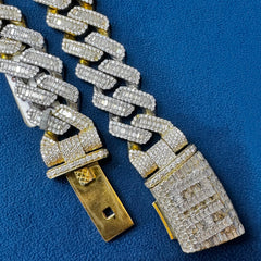 20mm Ice Out Lab Grown Diamond Baguette And Round Cuban Necklace