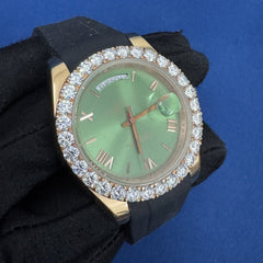 41mm Green Dial Diamond Bezel Watch for men