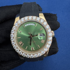41mm Green Dial Diamond Bezel Watch for men