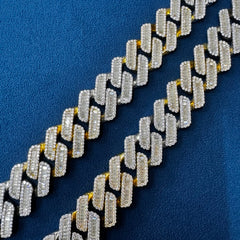 20mm Ice Out Lab Grown Diamond Baguette And Round Cuban Necklace