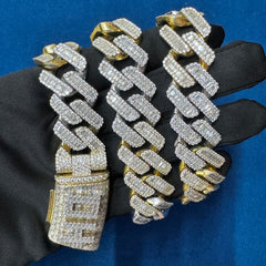 20mm Ice Out Lab Grown Diamond Baguette And Round Cuban Necklace