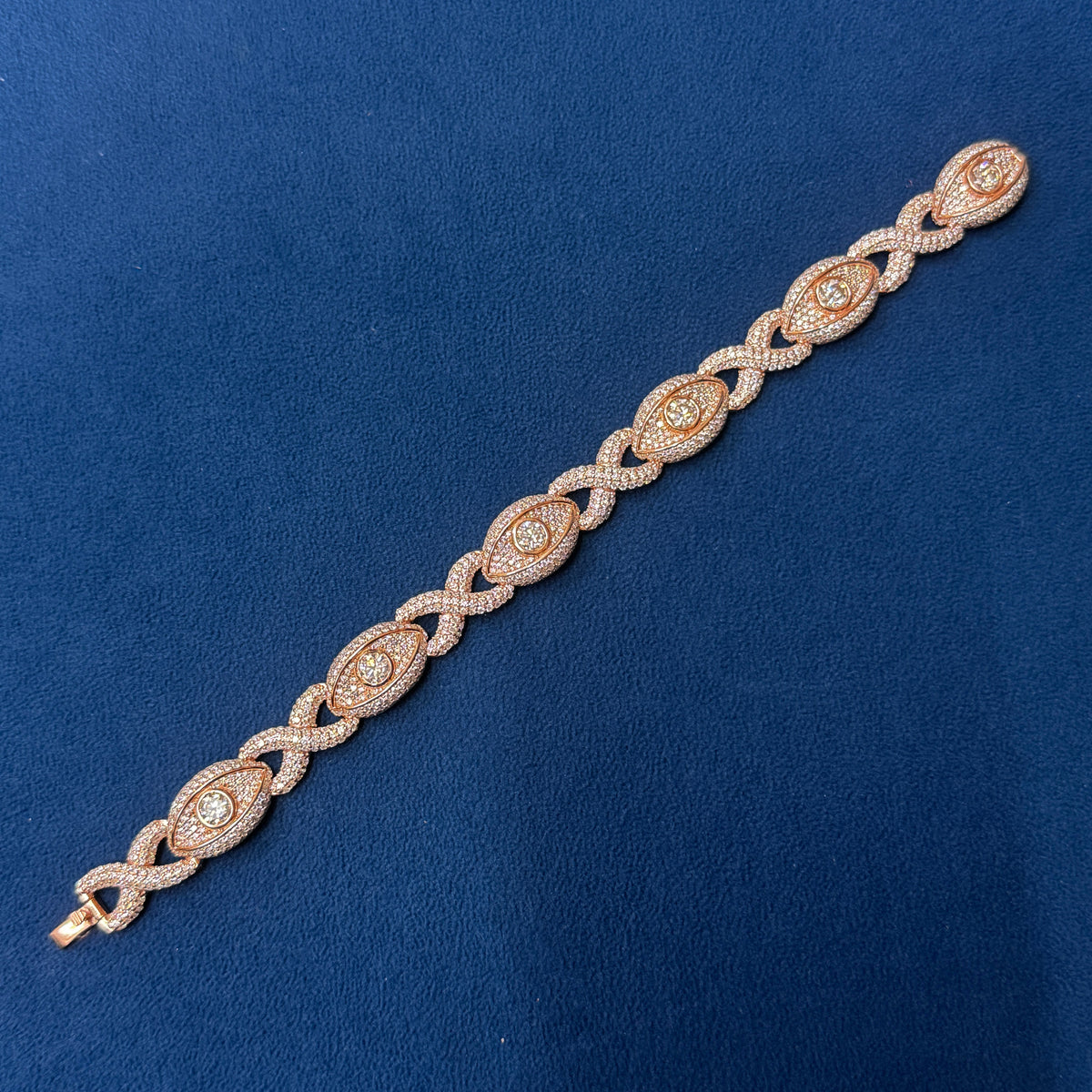 Iced Out Moissanite Evil eye Bracelet for Men's Infinity cross hip hop Cuban link Bracelet