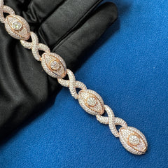 Iced Out Moissanite Evil eye Bracelet for Men's Infinity cross hip hop Cuban link Bracelet