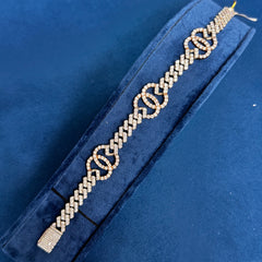 VVS Moissanite Diamond Gucci Style 14K Rose and White Gold Bracelet
