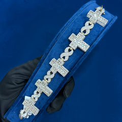 Iced Out Moissanite Bracelet for Men's Infinity cross Cuban link Bracelet