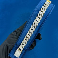 15MM Iced Out Round Moissanite Diamond Cuban Link Bracelets for Men