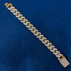 15MM Iced Out Round Moissanite Diamond Cuban Link Bracelets for Men