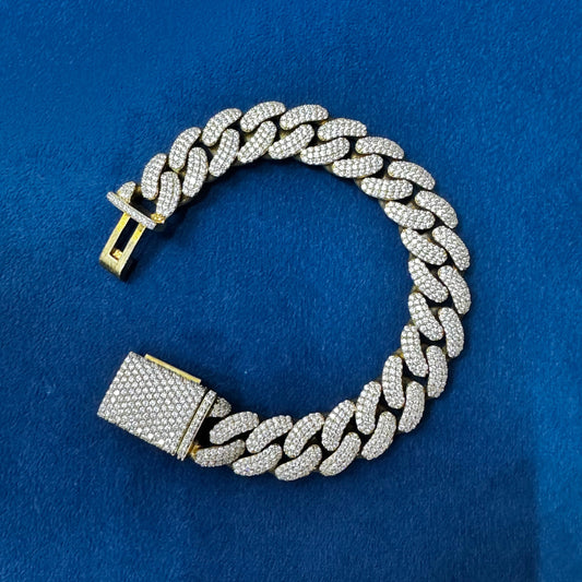 15MM Iced Out Round Moissanite Diamond Cuban Link Bracelets for Men