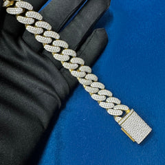 15MM Iced Out Round Moissanite Diamond Cuban Link Bracelets for Men