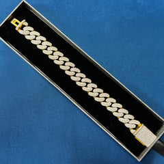 15MM Iced Out Round Moissanite Diamond Cuban Link Bracelets for Men
