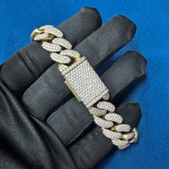 15MM Iced Out Round Moissanite Diamond Cuban Link Bracelets for Men